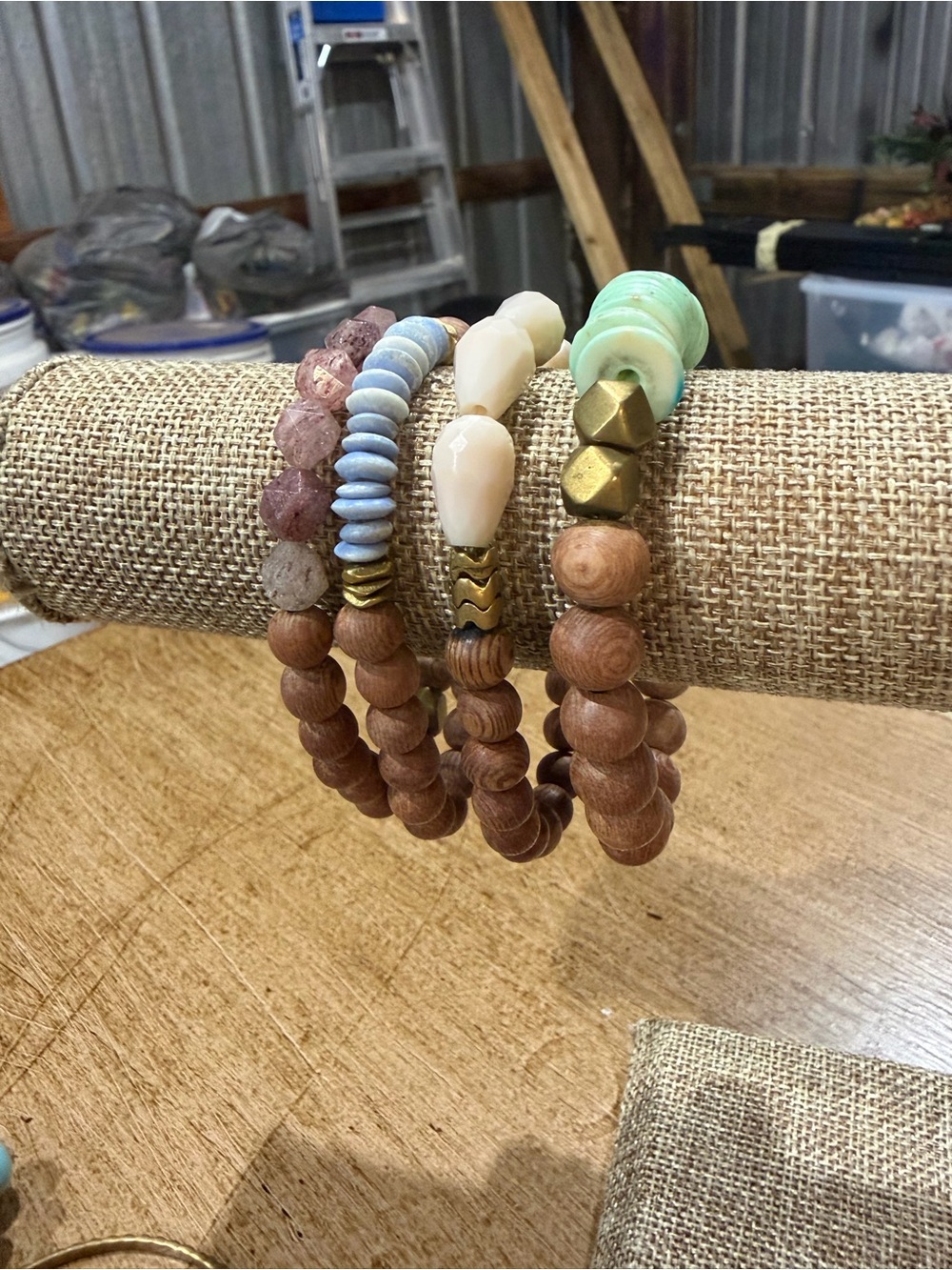 Set of 4 Essential Oil Diffuser Wood Bracelets